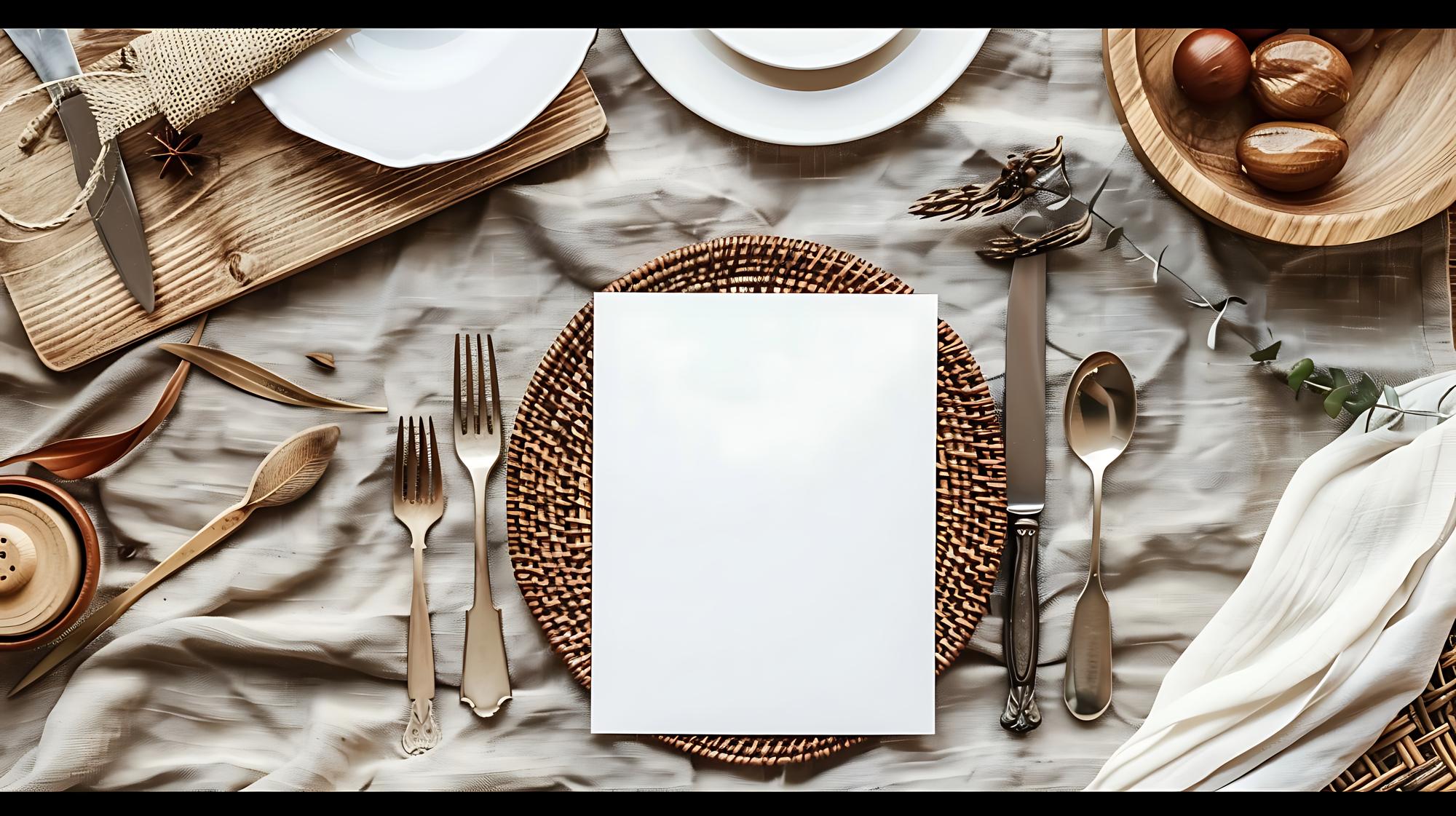 Table setting with curated menu cards